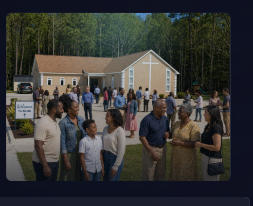 NCC congregation gathered outside the church